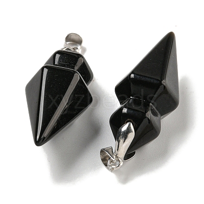 Natural Obsidian Pointed Pendants G-F766-08AS-05-1