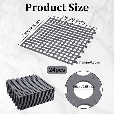 24Pcs Square PVC Plastic Anti-slip Mat for Shower Room AJEW-WA0001-88-1
