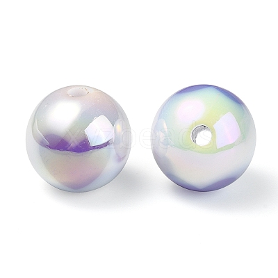 UV Plating Rainbow Iridescent Acrylic Beads OACR-F004-09C-1