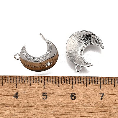 Brass Micro Pave Clear Cubic Zirconia Stud Earring Findings LS-KK-G530-03P-1