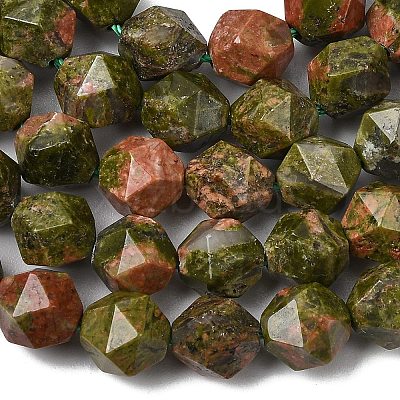 Natural Unakite Beads Strands G-Z119-A31-02-1