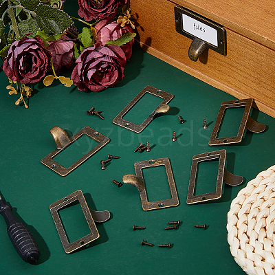 25Pcs Rectangle Zinc Alloy Label Frame Card Holder AJEW-FH0008-75D-1
