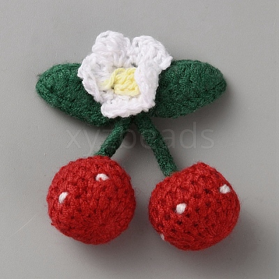 Polyester Crochet Cherry DIY-WH0622-391D-1