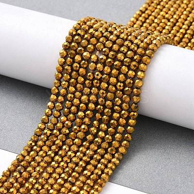 Electroplate Glass Beads Strands GLAA-H021-01B-FP04-1