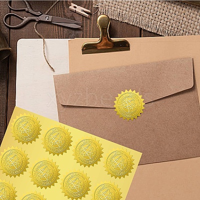 34 Sheets Honor Roll Self Adhesive Gold Foil Embossed Stickers DIY-WH0509-043-1