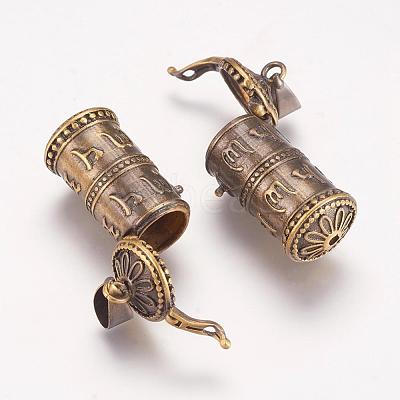 Brass Prayer Box Pendants KK-K176-16AB-1