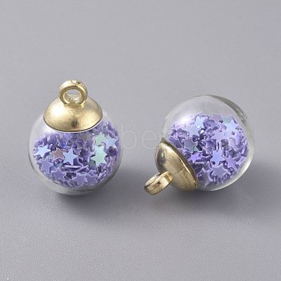Glass Ball Pendants GLAA-WH0015-26L-1
