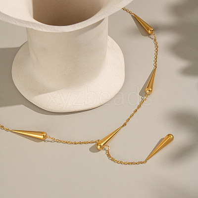 304 Stainless Steel Teardrop Lariat Necklaces for Women VH7412-2-1