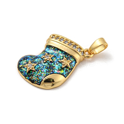 Christmas Brass Micro Pave Cubic Zirconia Pendants KK-H468-02B-03G-1