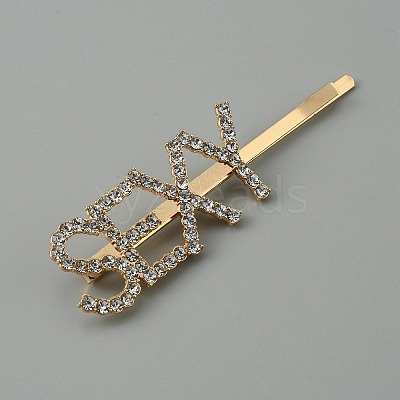 Word SEXY Alloy Rhinestone Hair Bobby Pins FIND-WH0152-34E-KCG-1