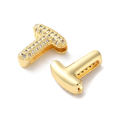 Rack Plating Brass Micro Pave Cubic Zirconia Slide Charms KK-C084-34G-T-1