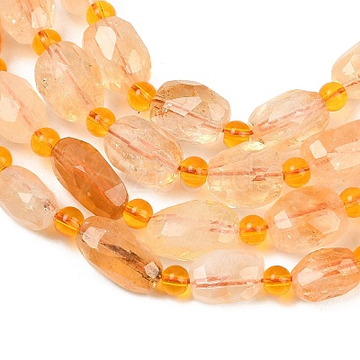 Heated Natural Citrine Beads Strands G-Z147-B01-02-1
