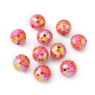 UV Plating Rainbow Iridescent Acrylic Beads PACR-TAC0004-01A-1