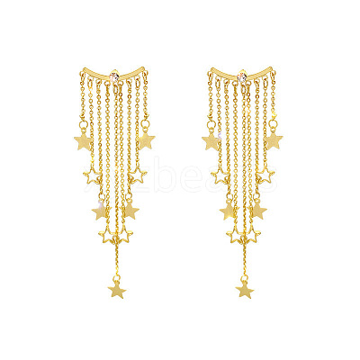 Alloy Rhinestone Star Tassel Chandelier Earrings FS-WGCE93B-01-1