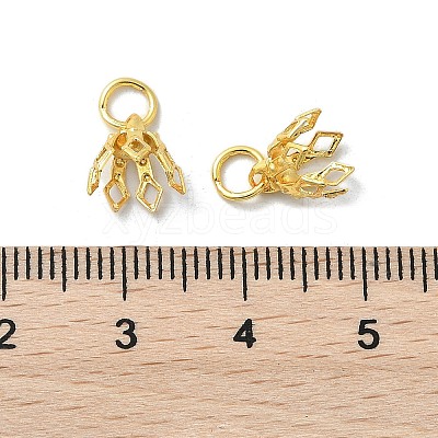 Flower Rack Plating Brass Filigree Bead Cap Bails KK-L102-27G-1