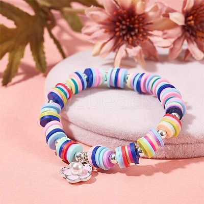 Flat Round Handmade Polymer Clay Beads CLAY-R067-6.0mm-20-1