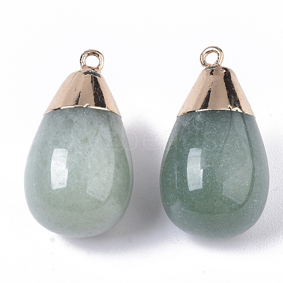 Top Golden Plated Natural Green Aventurine Pendants G-T131-02D-1
