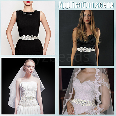 Flower Full Crystal Rhinestone Handmade Bridal Belts for Wedding Dresses AJEW-WH20006-233B-01-1