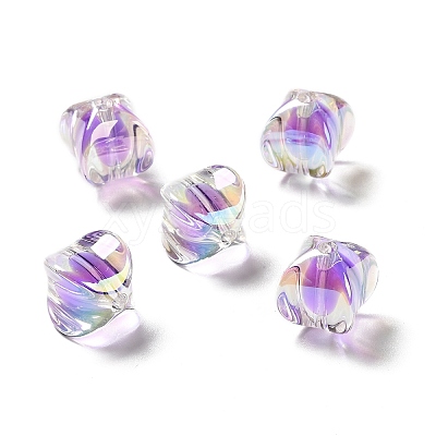 Two Tone UV Plating Rainbow Iridescent Acrylic Beads TACR-D010-04B-1