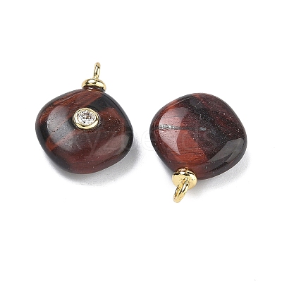 Dyed Natural Red Tiger Eye Pendants KK-C251-01F-01-1