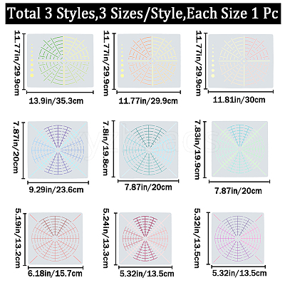 3 Sets 3 Style Plastic Tie-Dye Template DIY-GF0008-55-1