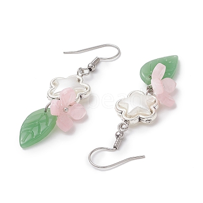 Flower 304 Stainless Steel Handmade Lampwork Dangle Earrings EJEW-JE06430-02-1
