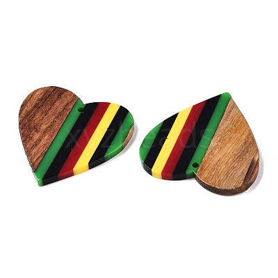 Jamaican Colour Epoxy Resin & Walnut Wood Pendants RESI-N039-122V-1
