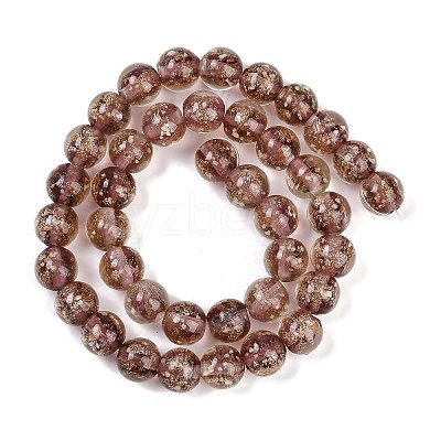 Handmade Gold Sand Lampwork Beads Strands LAMP-P051-L06-10mm-1