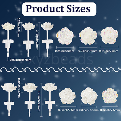 12 Pairs 6 Styles Resin Stud Earrings EJEW-SP0001-14-1