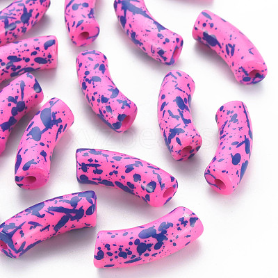 Opaque Spray Painted Acrylic Beads MACR-S372-001F-B06-1