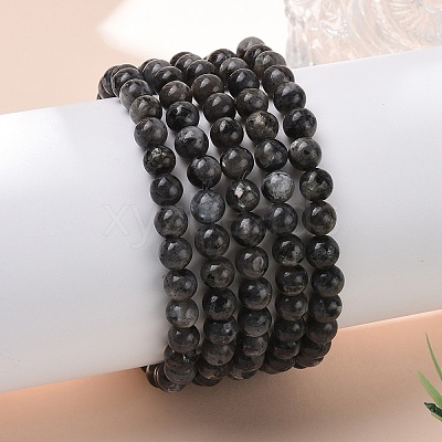Natural Larvikite Bead Stretch Bracelets BJEW-K212-A-046-1