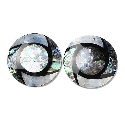 Natural Freshwater Shell & Black Lip Shell & Paua Shell Pendants SHEL-F007-09-1