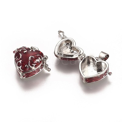 Heart Brass Enamel Prayer Box Pendants KK-24X21-1