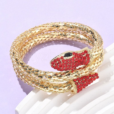 Snake Alloy Rhinestone Bangles for Women LS-BJEW-G085-01G-01-1