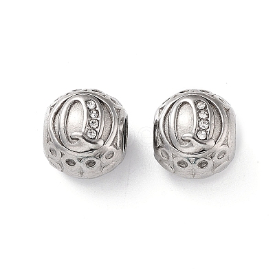304 Stainless Steel Rhinestone European Beads STAS-A092-10Q-P-1