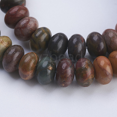 Natural Polychrome Jasper/Picasso Stone/Picasso Jasper Beads Strands G-P354-03-8x5mm-1