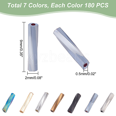 1260Pcs 7 Style Glass Twisted Bugle Beads SEED-PH0001-55-1