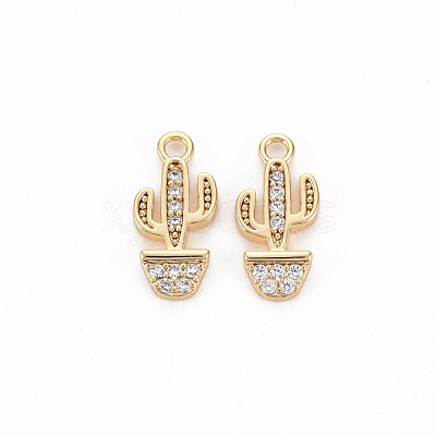 Brass Micro Pave Clear Cubic Zirconia Charms KK-S356-462-NF-1