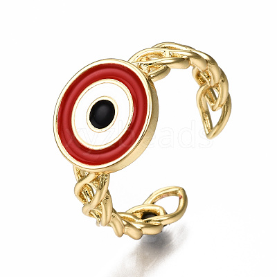 Brass Enamel Cuff Rings RJEW-N035-011-NF-1