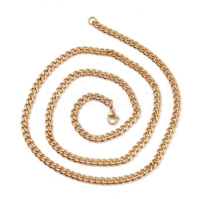 Men's PVD Vacuum Plating 304 Stainless Steel Curb Chain Necklaces NJEW-I248-06A-G-1