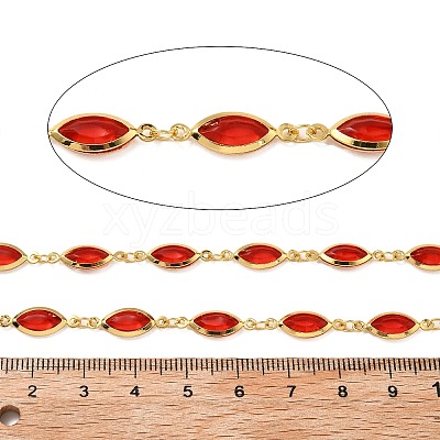 Brass Glass Horse Eye Link Chains CHC-R001-03G-01-1