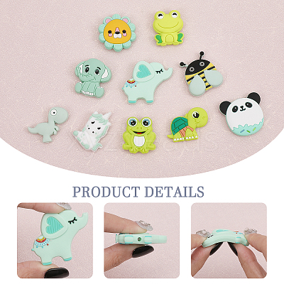 10Pcs 10 Styles Silicone Focal Beads SIL-CA0002-22-1