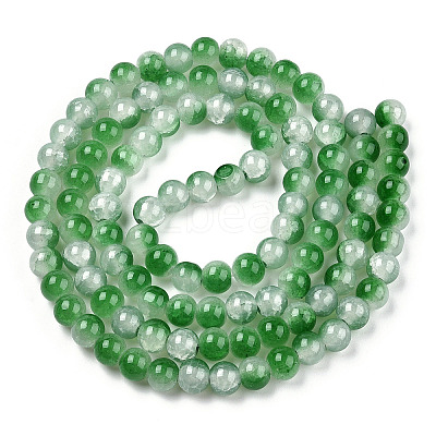 Crackle Baking Paint Imitation Jade Glass Beads Strands DGLA-T003-8mm-07-1
