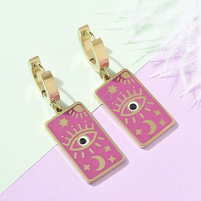 304 Stainless Steel Enamel Hoop Earrings for Women STAS-Z105-01G-03-1