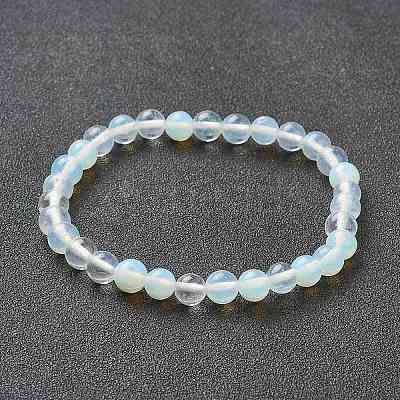 Opalite Beaded Stretch Bracelets BJEW-D446-B-07-1