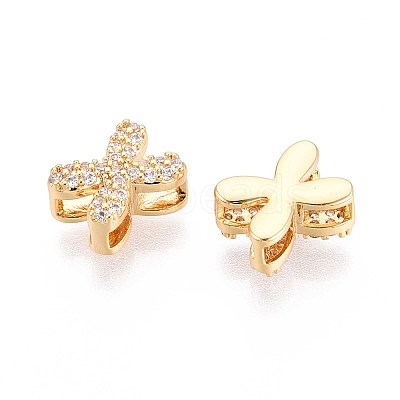 Brass Micro Pave Clear Cubic Zirconia Beads KK-T071-17G-X-1