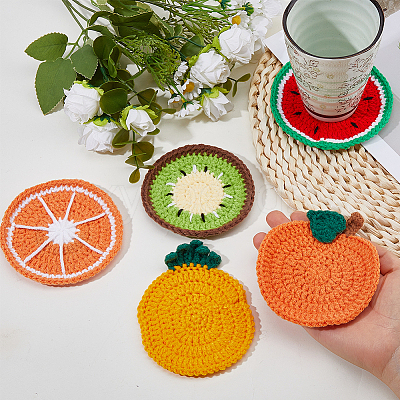 5Pcs Fruit Polyester Cup Mats AJEW-FH0007-38-1