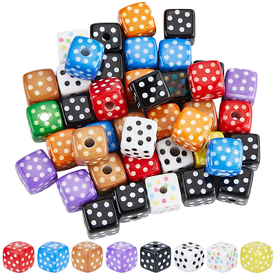 48Pcs Opaque Printed Acrylic Beads OACR-SC0002-92-1