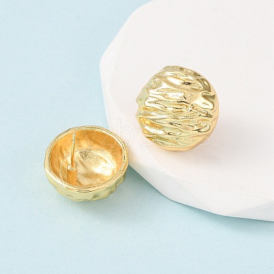 Textured Round Brass Stud Earrings EJEW-D346-05G-1