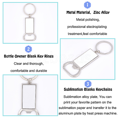 Sublimation Blanks Keychains Zinc Alloy Bottle Opener Blank Key Rings KEYC-PH0001-39P-1